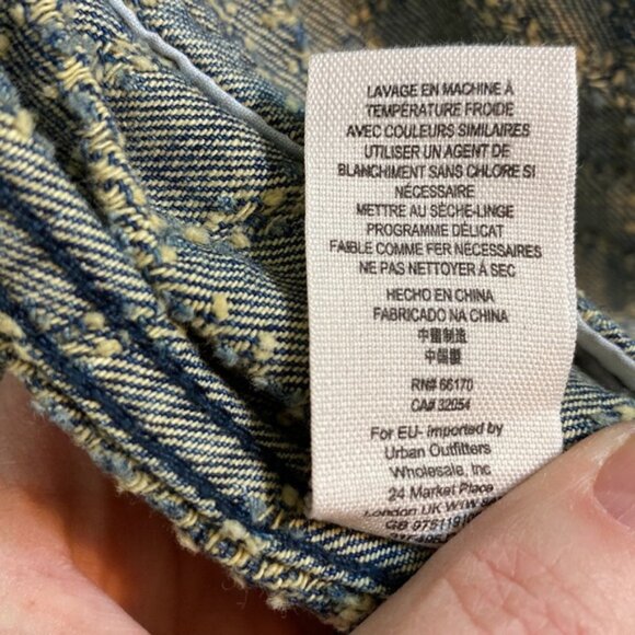 FREE PEOPLE Denim Moto Punched Pattern Motorcycle Jacket Women’s Size 2 XS - Picture 11 of 11